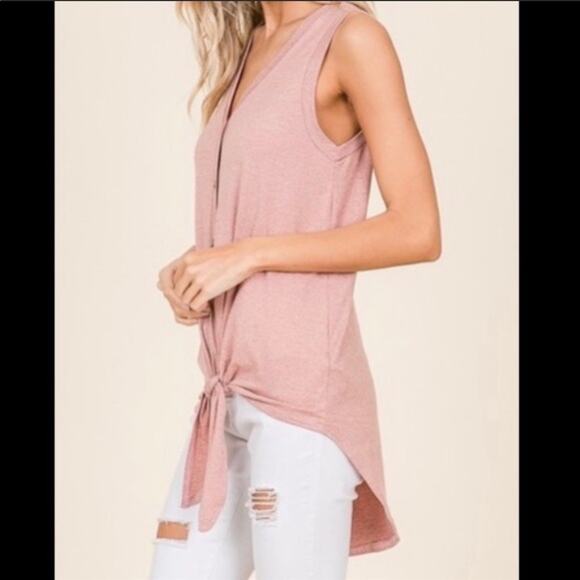 Sleeveless button front top pink - Picture 4 of 8